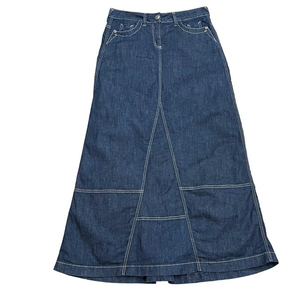 Benetton Paneled Denim Maxi Skirt, Blue 42 (12) - Picture 9 of 9